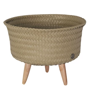 handed by up low round basket camel with wooden feet size low