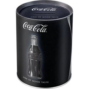 money box round coca-cola black