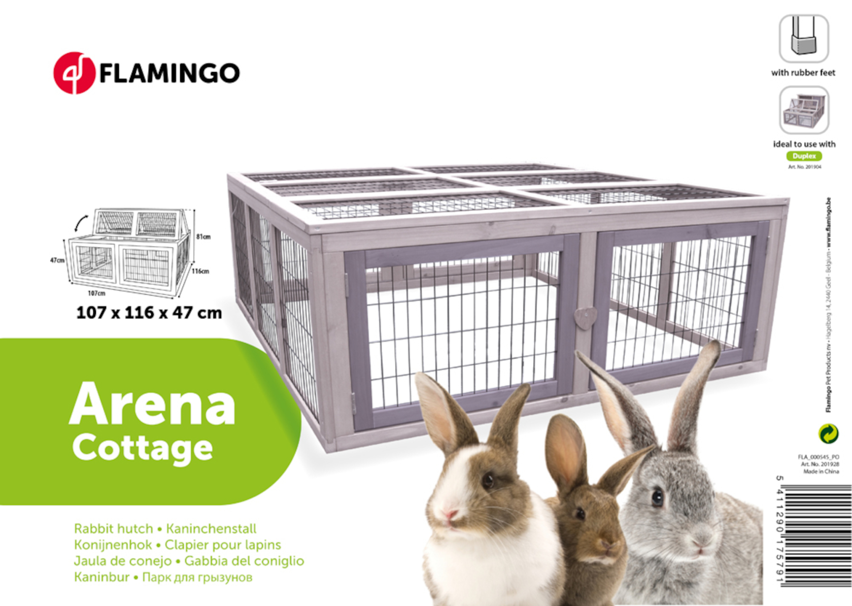 lineair Lucky huid konijnenren arena cottage - Tuincentrum Pelckmans