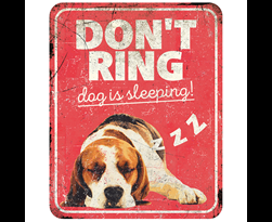 d&d home waarschuwingsbord beagle en rood