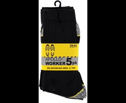 apollo worker socks black (5-pack)