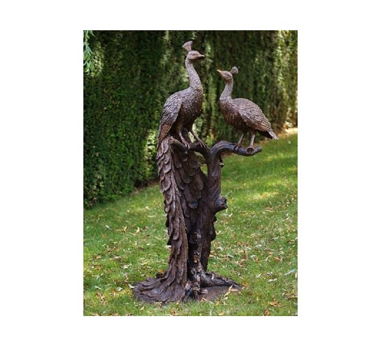 bronzen-beeld-2-pauwen-oboomstronk
