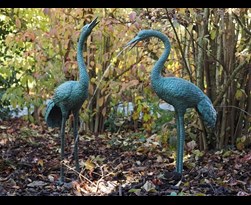 bronzen beeld - paar kraanvogels
