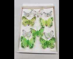 cp butterfly feather with metal clip lime (10sts)