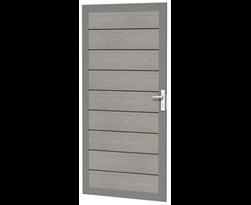 composiet deur in aluminium frame houtmotief grijs