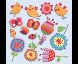 crearreda birds and flowers 3 level sticker