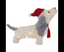 dog 3d snow tinsel white/red