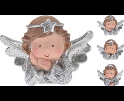 engel meisje hoofd zilver (3ass.)