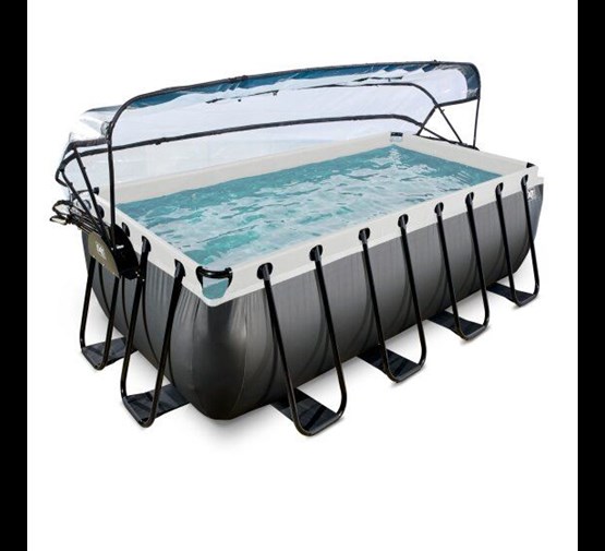 Gooi Pretentieloos span exit frame pool zwembad inclusief overkapping (met 12v zandfilter pomp)  black leather style - Tuincentrum Pelckmans