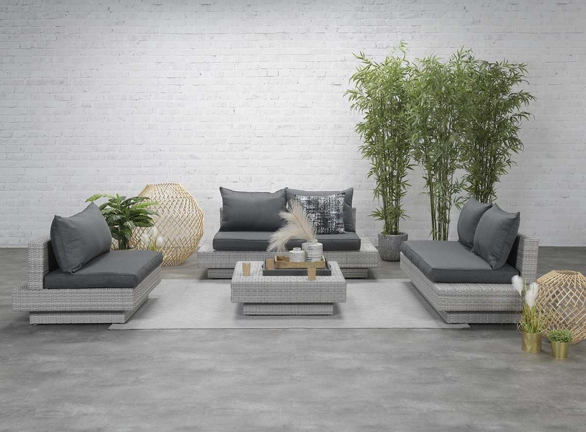 garden impressions lounge set capetown grey/reflex black (4-delig) - Tuincentrum Pelckmans