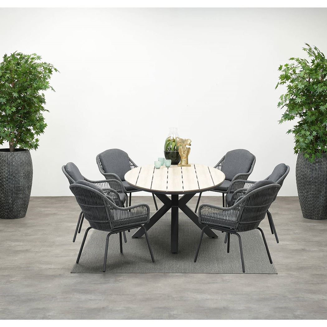Vermeend heuvel pols garden impressions tafel ovaal edison carbon black/light teak polywood -  Tuincentrum Pelckmans