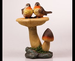 2 vogels op paddenstoel