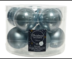 kerstballen glas enamel/mat mix mistig blauw (10sts)