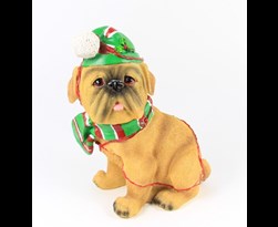 kersthond met groenrode sjaal en muts led (b/o)