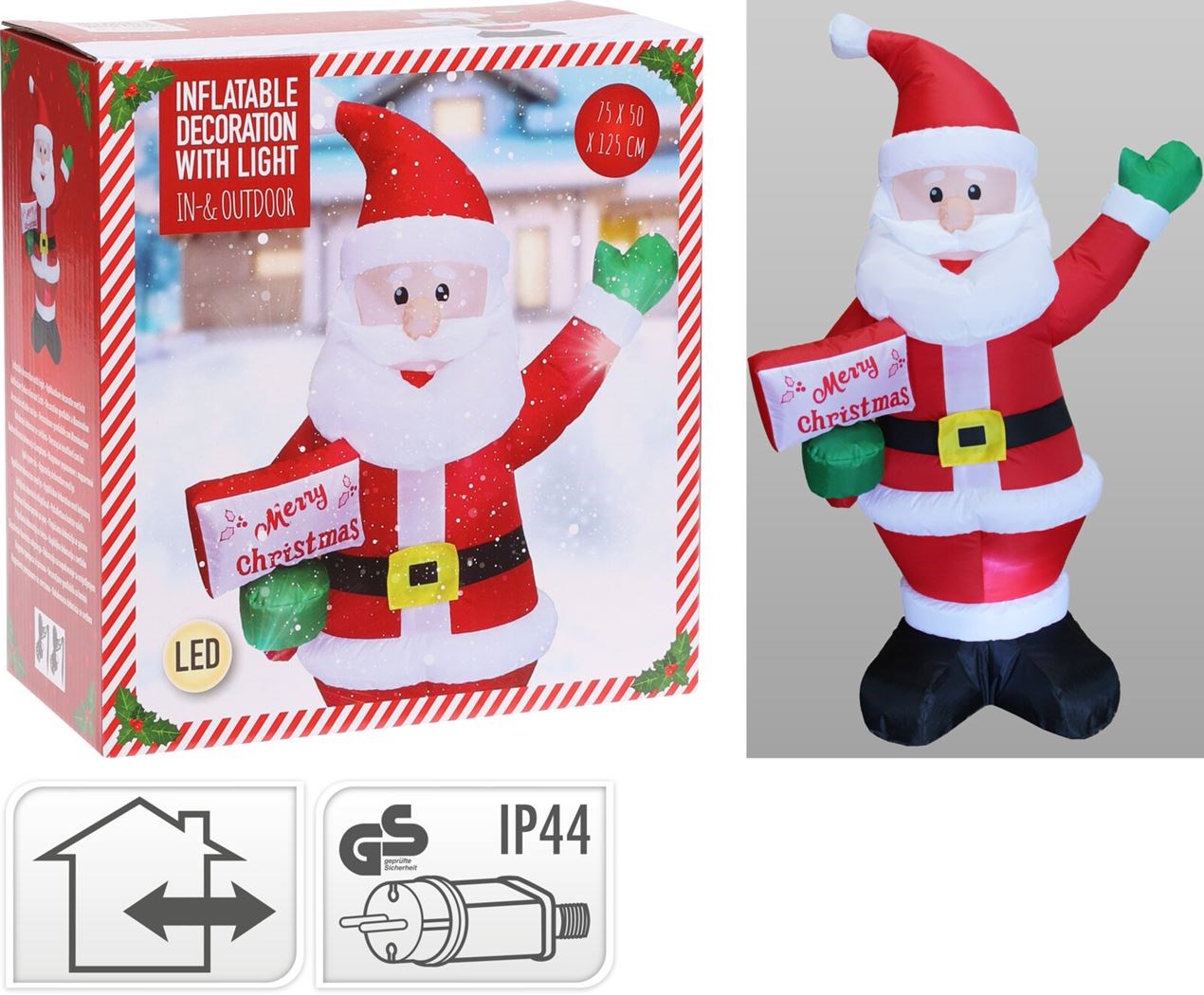 KLIMMENDE KERSTMAN - OPBLAASBAAR MET VERLICHTING - 122 CM - Glow Specialist