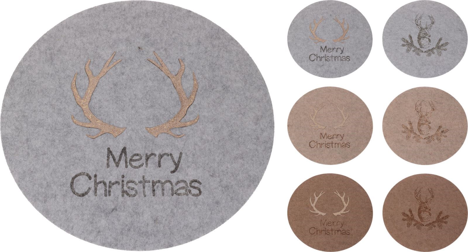 CULT at home Vilten placemats hert 45 x 30 cm en glasonderzetters 10 x 10 cm - 6 x placemats en 6 x coasters - donkergrijs antraciet - decoratie tafeldecoratie Kerstmis advent CULT at home Vilten placemats hert 45 x 30 cm en glasonderzetters 10 x 10 cm - 6 x placemats en 6 x coasters - donkergrijs antraciet - decoratie tafeldecoratie Kerstmis advent