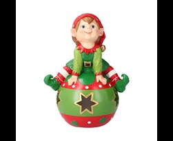 poly elf sitting on xmas ball red/green led (b/o)