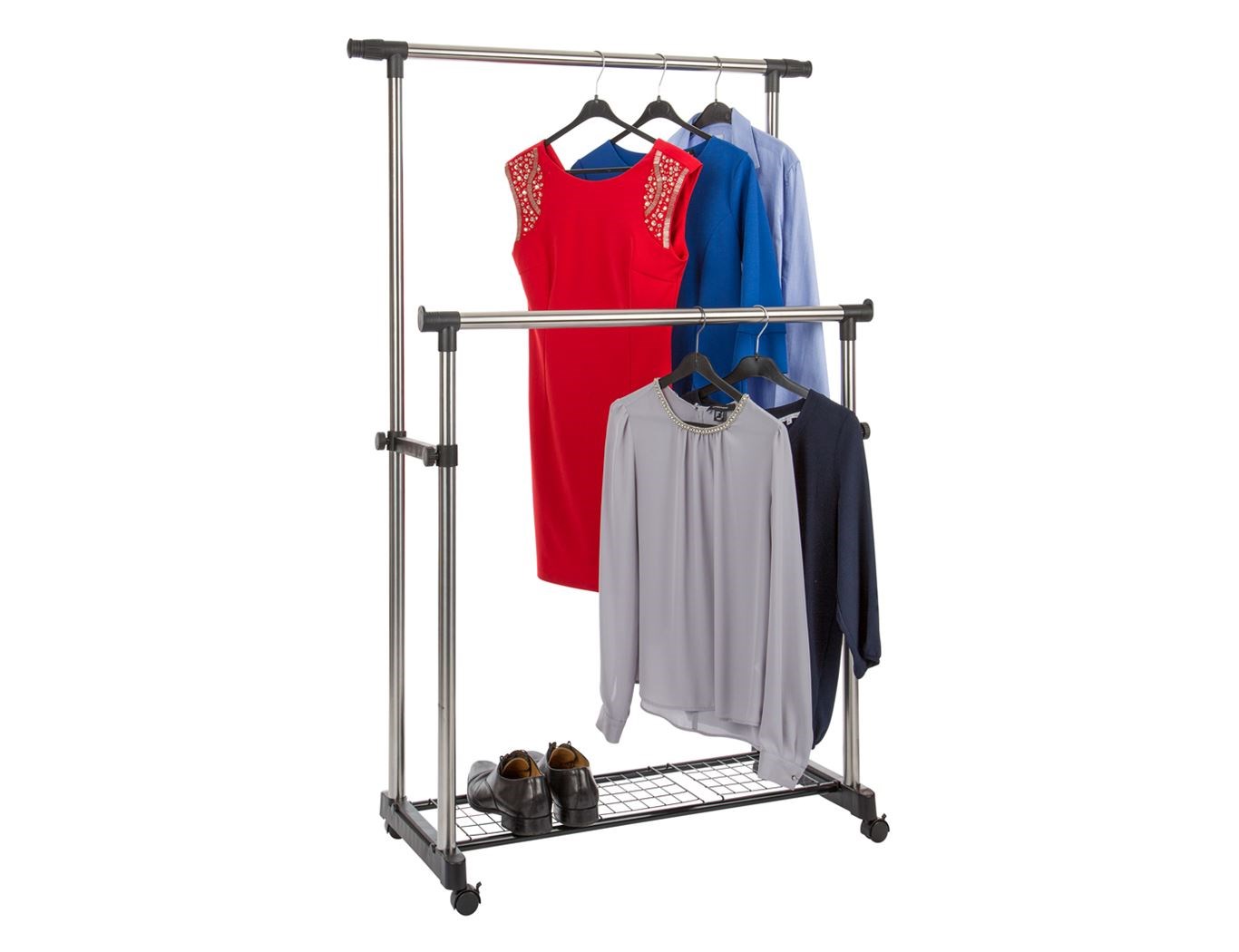 Himimi Kledingrek met hoes, Zwaar uitgevoerd kledingrek op wielen met plank, In hoogte verstelbaar, Stabiel metalen kledingstang met 2 kledingstangen en 4 zijtassen 90 * 45 * 205cm Zwart Himimi Kledingrek met hoes, Zwaar uitgevoerd kledingrek op wielen met plank, In hoogte verstelbaar, Stabiel metalen kledingstang met 2 kledingstangen en 4 zijtassen 90 * 45 * 205cm Zwart