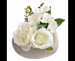 pure royal rose arrangement in heart planter cream