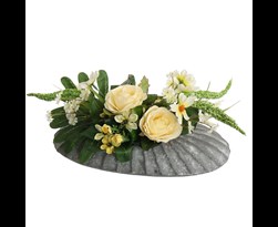 pure royal rose flower arr in oval planter cream