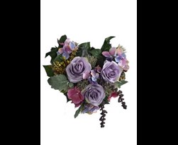 pure royal rose/hydrangea/berry arrangement on heart lilac