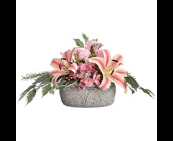 pure royal rose lyly hydrangea in oval planter pink