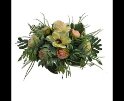 pure royal rose/rose bud/magnolia arrangement green