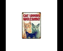 sign metal cat lovers welcome (v)