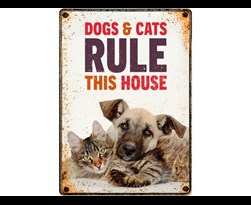 sign metal dogs & cats rule (v)