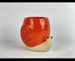 snail planter red