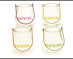 theelichthouder glas summer (4 kleuren ass.)
