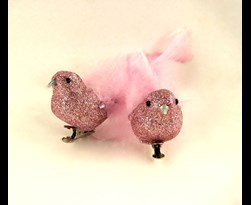 vogel op clip roze (2sts)