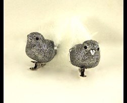 vogel op clip zilver (2sts)