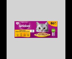 whiskas pouch adult gelei gevogelte selectie multipack (80sts)