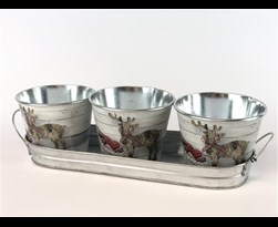 zinc oval plate with 2 irone ears and 3 pots