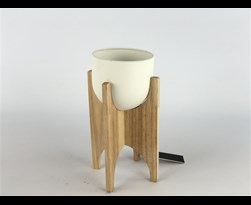 zink pot in wooden frame white